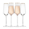 [Set Of 4] 9-Oz Champagne Flutes Glasses With Gold Rim