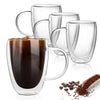 Liuruiyu Glass Coffee Mug Set of 4 Double Wall Clear Mugs, Insulated Coffee Cups with Handle Fits for Cappuccino, Tea, Espresso - 12oz